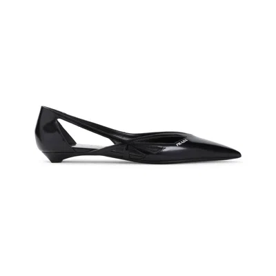 Prada Cut-out Pointed Toe Ballerina Shoes