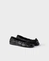 Prada Black Patent Leather Ballet Flats With Bow In Black
