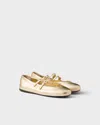 Prada Straped Logo Ballet Flats In Gold