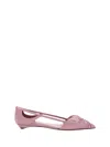 Prada Satin Ballerinas With Cut-out Design And Pointed Toe In Confetto