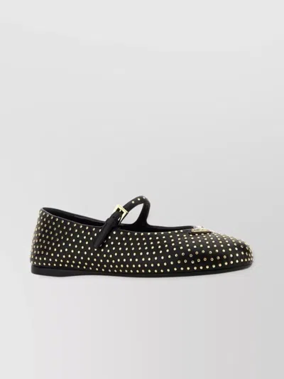 Prada Nappa Leather Ballerinas With Studs In Black