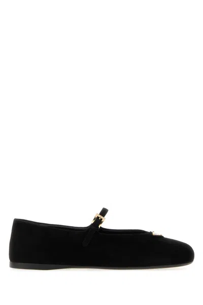 Prada Suede Ballerinas In Black