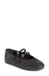 Prada Crystal Saffiano Dual Mary Jane Ballerina Flats In Cristal