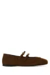 Prada Ballerine In Pelle Scamosciata Marrone  Donna In Brown