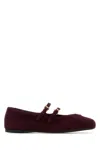 Prada Suede Ballerinas With Flat Sole And Round Toe In Burgundy