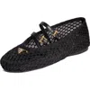 Prada Logo Leather-trimmed Mesh Ballet Flats In Nero