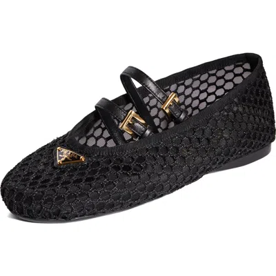 PRADA PRADA BALLERINE MESH MARY JANE FLAT