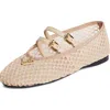Prada Mesh Design Flats With Honeycomb Pattern And Gold-tone Buckles In Travertino