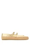 Prada Raffia And Leather Espadrilles Metallic Finish In Multi