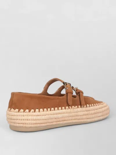 Prada Ballet Espadrilles Round Toe Sole In Brown