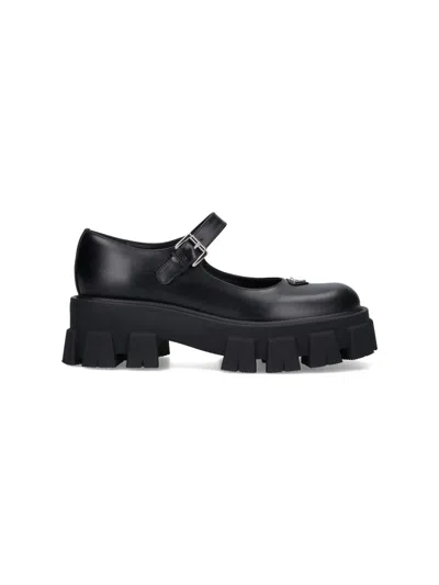 Prada Ballet Flats "monolith Mary Jane" In Black