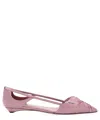 Prada Satin Ballerinas With Cut-out Design And Pointed Toe In Pink