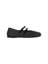 Prada Triangle Logo Studded Velvet Ballet Flats In Black