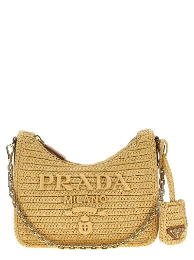 Prada Bandoliera Shoulder Bags Beige In Gold