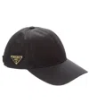 Prada Structured Black Cap With Distinctive Logo Emblem In Black