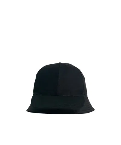 Prada Baseball-panel Leather Bucket Hat In Black