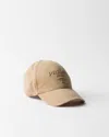 Prada Logo Canva Baseball Cap In Beige