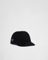 Prada Enamel-logo Wool-felt Cap In Navy