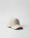 Prada Linen Blend Baseball Cap In Natural