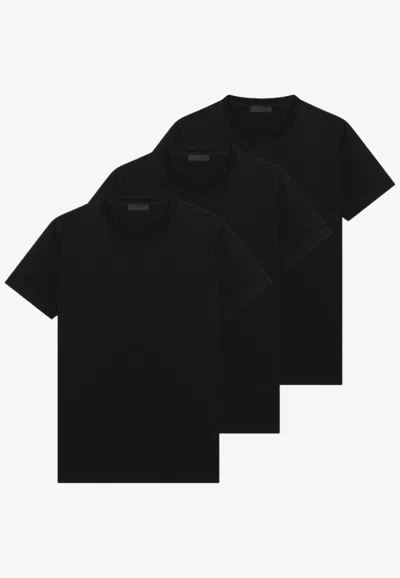 Prada Set Of Three Black Cotton T-shirts Men