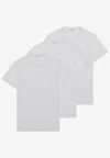 Prada Set Of Three White Cotton T-shirts Men In White