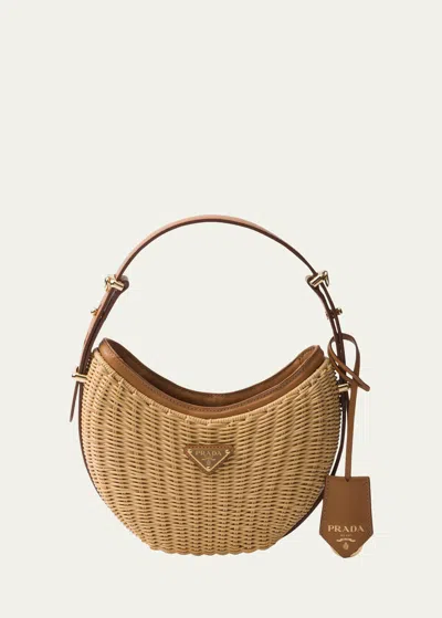 Prada Basket Rattan Top-handle Bag In Neutral
