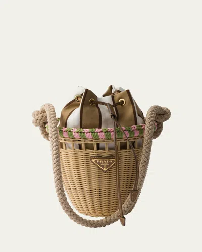 Prada Basket Rope Rattan Bucket Bag