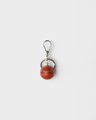 Prada Basketball Themed Metal Keychain Accessory In Orange