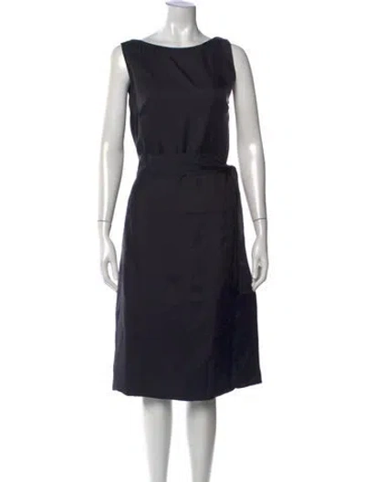 Pre-owned Prada Bateau Neckline Midi Length Dress In Black