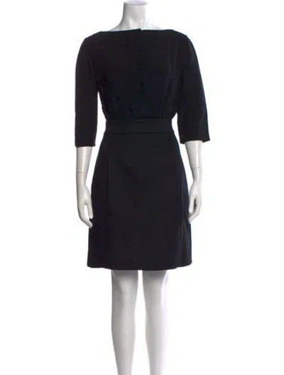 Pre-owned Prada Bateau Neckline Mini Dress In Black