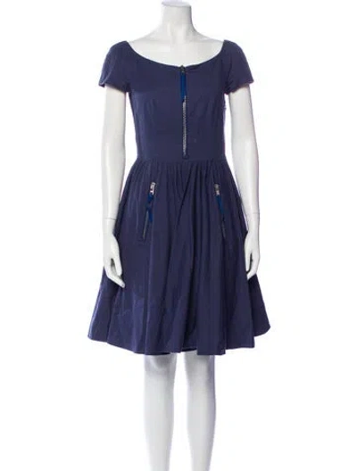 Pre-owned Prada Bateau Neckline Mini Dress In Blue