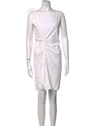 Pre-owned Prada Bateau Neckline Mini Dress In White