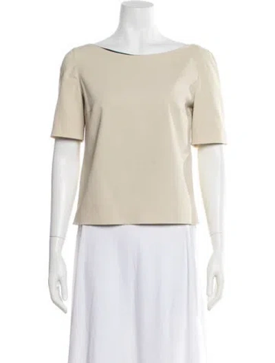 Pre-owned Prada Bateau Neckline Short Sleeve Top In Neutral