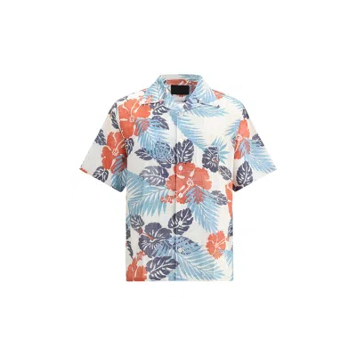 Prada Short-sleeved Printed Cotton Shirt In Multi