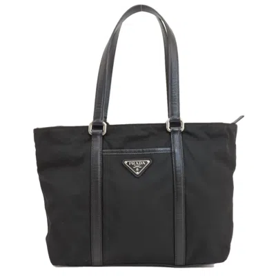 Prada Bauletto Leather Tote Bag () In Black