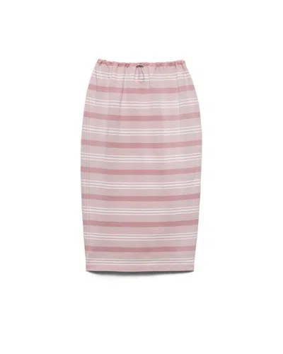 Prada Bayadere Print Piqué Skirt In Pink