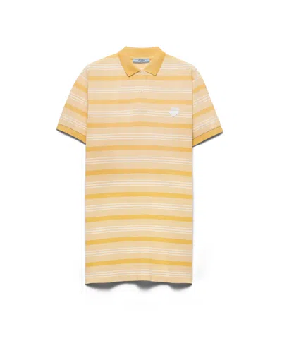 Prada Bayadere Stripe Piqué Mini-dress In Yellow