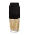 Prada Embroidered Cloth And Mesh Midi-skirt In Black