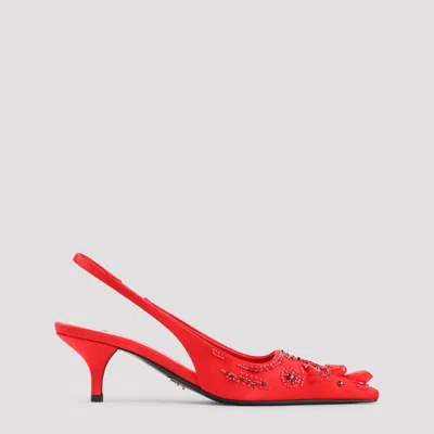 PRADA PRADA BEADED SILK-BLEND PUMPS WITH 5CM HEEL