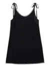 Prada Womens Black Crystal-embellished Scoop-neck Woven Mini Dress