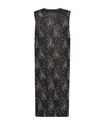 Prada Beaded Zipper Dress In Black