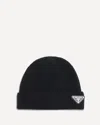 Prada Beanie Hat With Logo In Black
