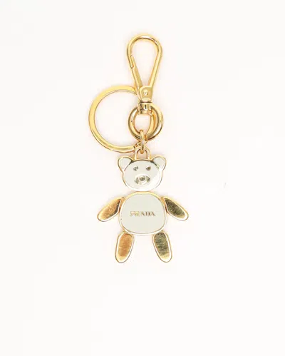 Prada Bear Bag Charm Key Ring In Gold