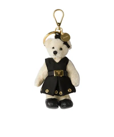 Prada Bear Charm Keychain In White