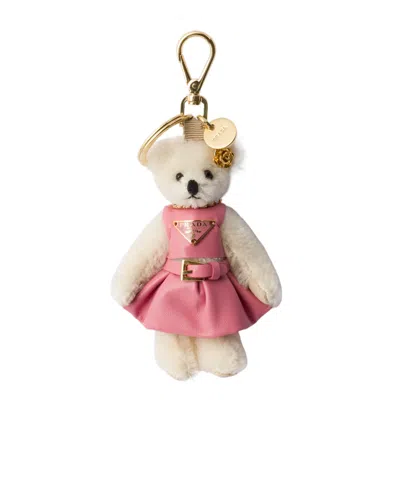 Prada Bear Pendant Key Chain In Weiss