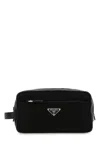 Prada Re-nylon And Saffiano Leather Travel Pouch In Black