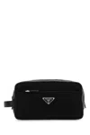 Prada Re-nylon And Saffiano Leather Travel Pouch In Black