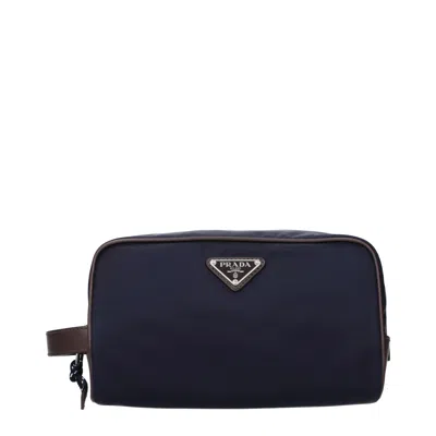 Prada Beauty Case Uomo Fabric Blue