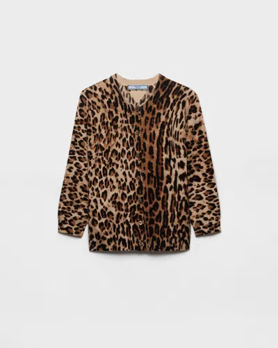Prada Bedruckte Strickjacke Aus Kaschmir In Animal Print