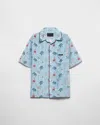 Prada Printed Viscose Silk-blend Shirt With Front Pocket In Multi